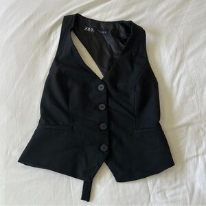 Zara Asymmetrical Open Back Vest Top - Black